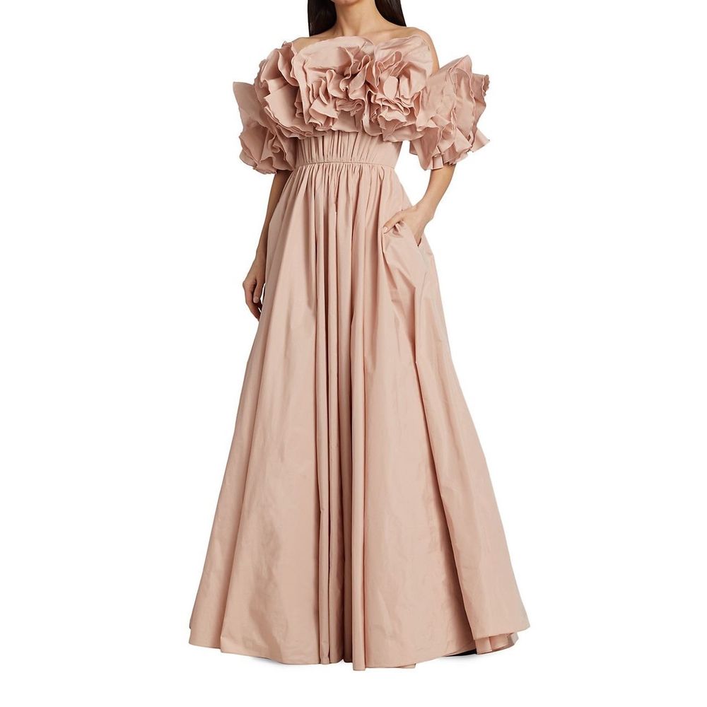 Jason Wu Collection Off-The-Shoulder Ruffle Taffeta Gown - Picture 2 of 13